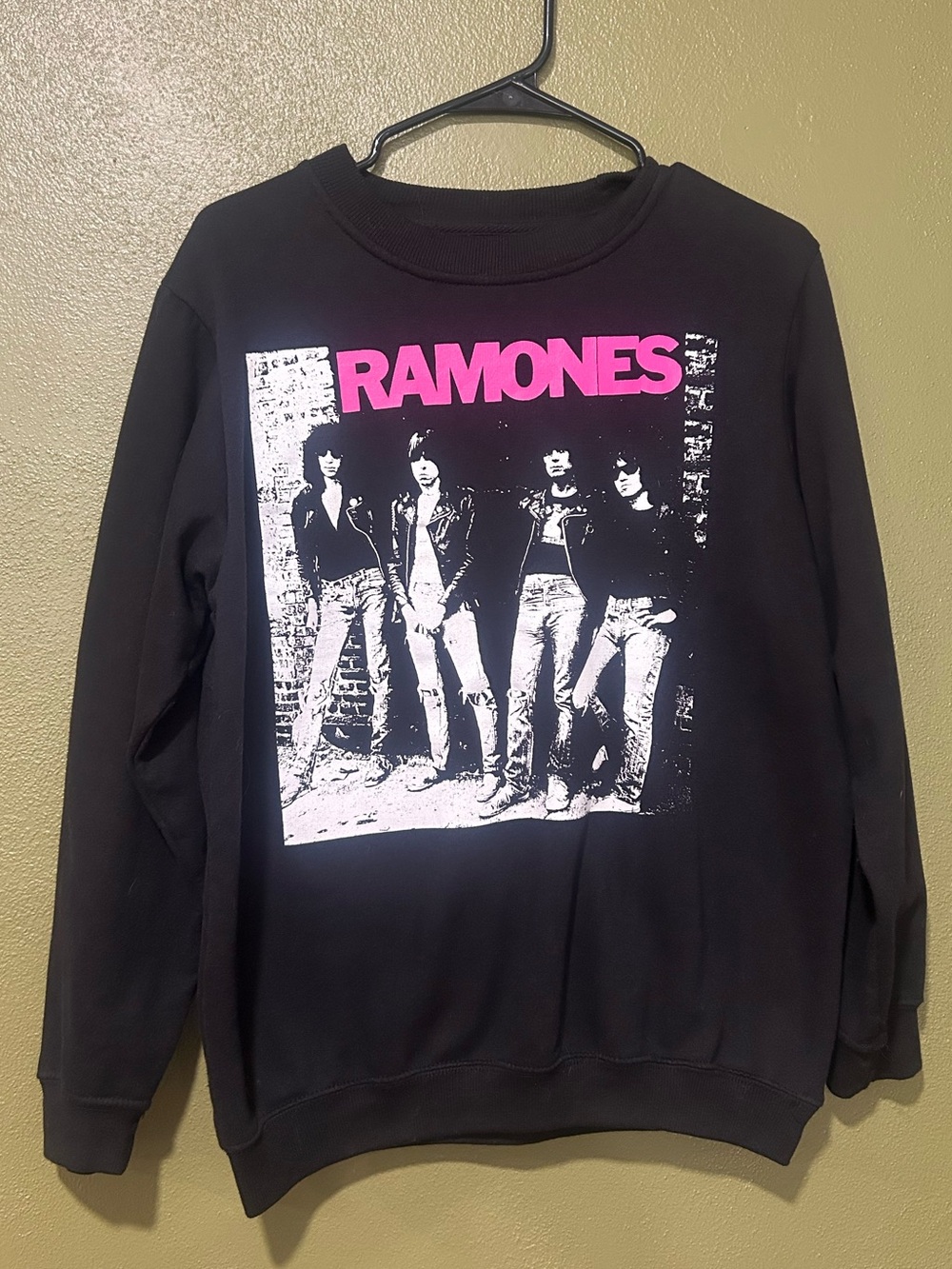 Ramones Black Graphic Crewneck Sweatshirt with Pink Logo